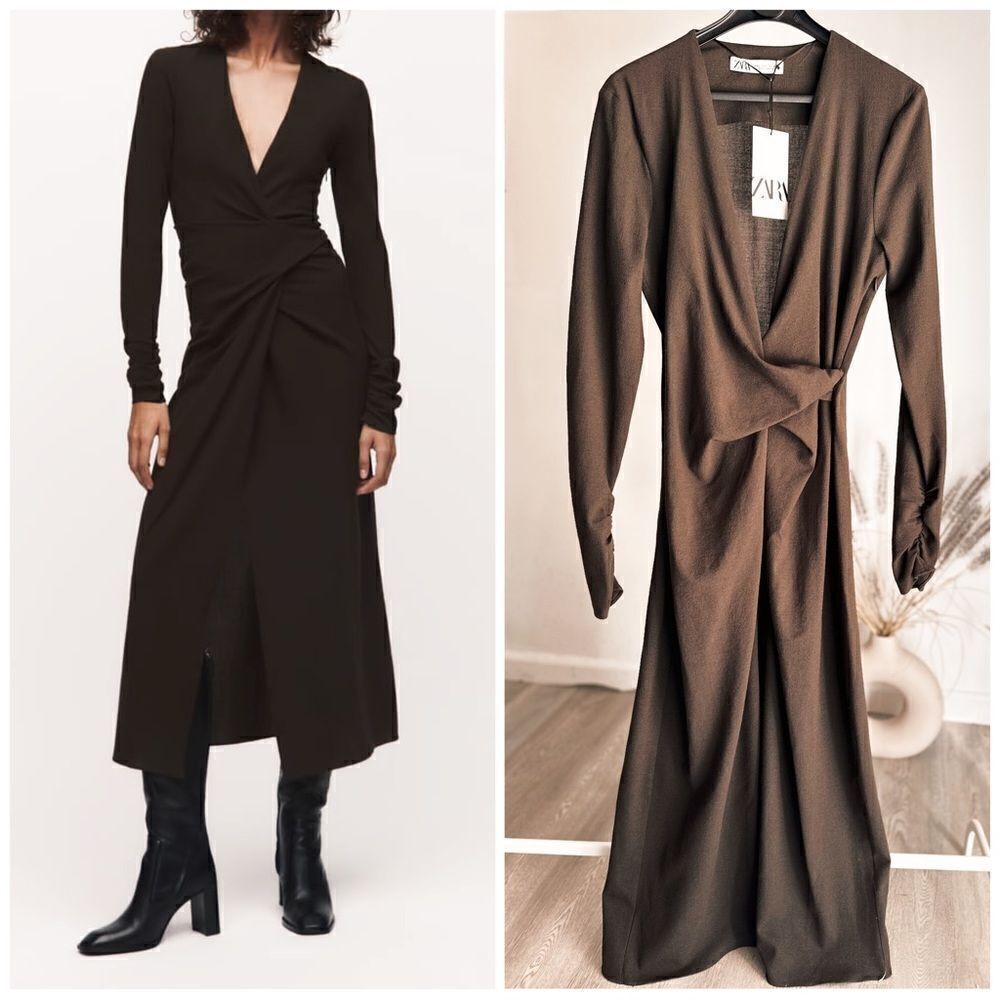 Zara Draped 87% Wool Blend Dress New MSRP $170